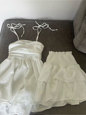 SHEIN White Ruffle dress and ruffled shirt
